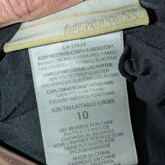 Michael Kors Brown and Black One-Piece Swimsuit with Sweetheart Neckline - Picture 4 of 6